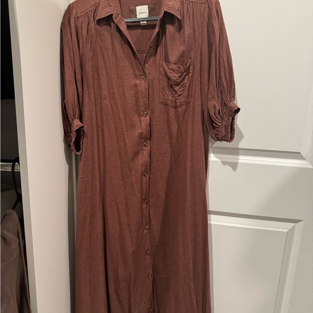 Maeve The Mona Linen Shirt Dress